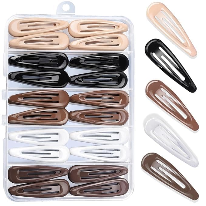 GEOCARTER Snap Hair Clips,2 Inch Hair Barrettes Hair Clips For Women, | Metal Mixed Color, Hair Barrettes For Women Hair Professional Colors (40 Pcs with Storage box)