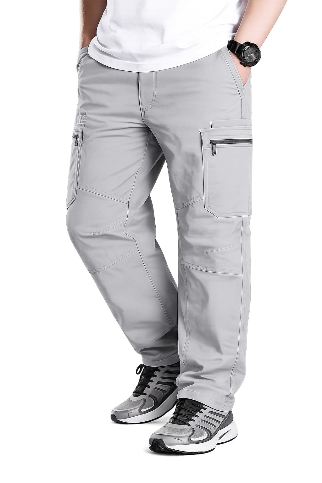 JV CLOTH Men's Pure Cotton Cargo Pants | Regular Fit Multi-Pocket Utility Trousers for Men | Solid Cargo Bottom Wear with Zip Pockets | Comfortable Casual Outdoor Wear