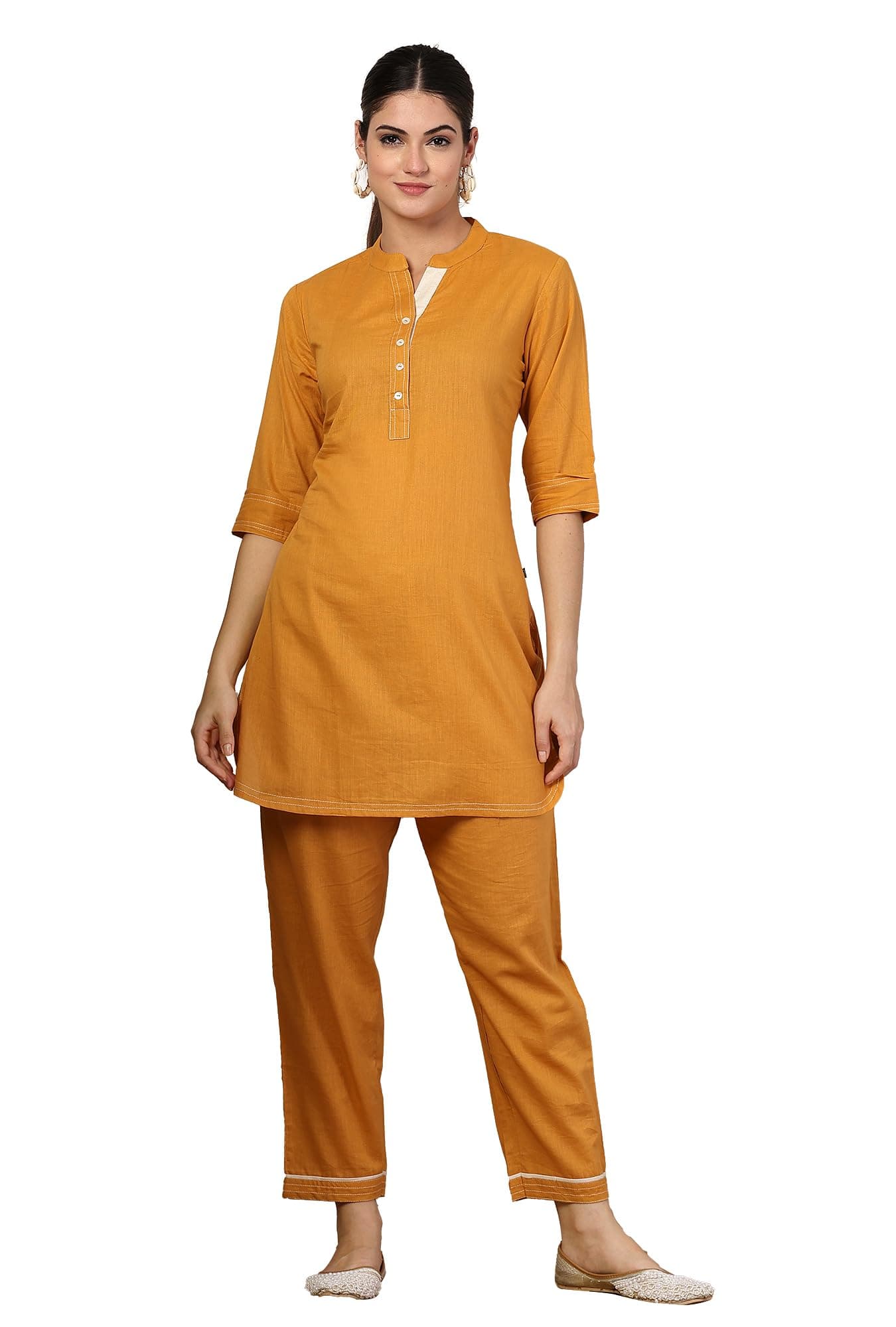 Pistaa's Women Pure Cotton Regular Solid Co-ord Set