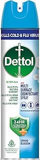 Dettol Disinfectant Sanitizer Spray Bottle | Kills 99.9% Germs & Viruses | Germ Kill on Hard and Soft Surfaces (Spring Blossom, 225ml)