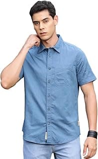 Thomas Scott Men's | Solid | Half Sleeve | Regular Fit | Premium Irish Linen | Spread Collar | Casual Shirt