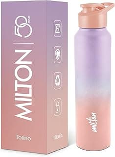 MILTON Torino 1000 Stainless Steel Water Bottle, Leakproof Lid, Single Walled, ISI Certified I For School, Office, Gym I 980 ml, Purple & Pink