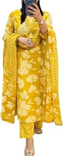 Rangnavi Women's Floral Printed Stright Kurta with Pant & Dupatta Set | Ethnic set | Kurta set