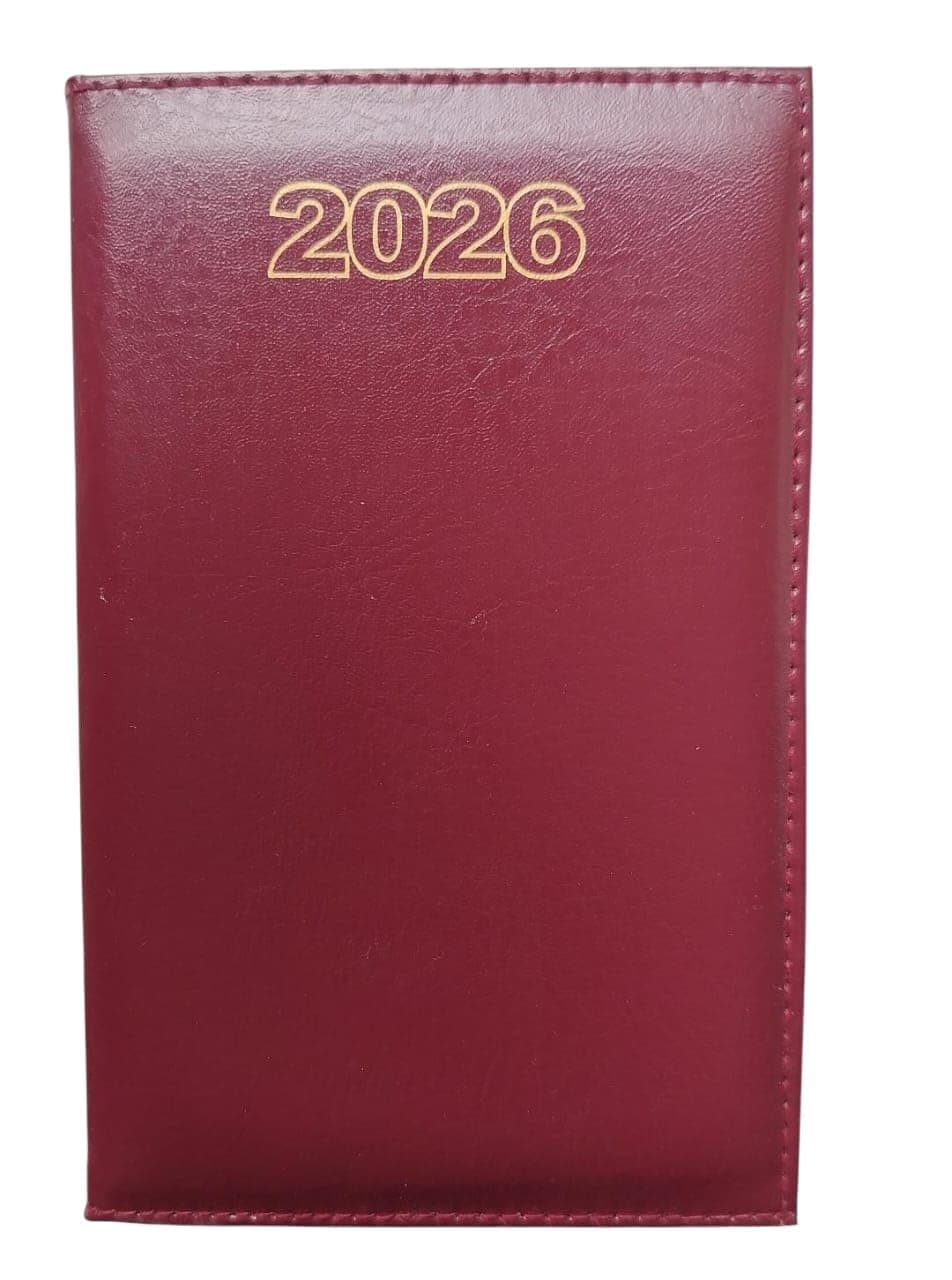 Peeplvalue New Year Diary 2027 l pack of 2 Pcs. one day to page Standard Diary 2027 – A5 Size Vinyl Coated Cover Material - (Maroon & Black)