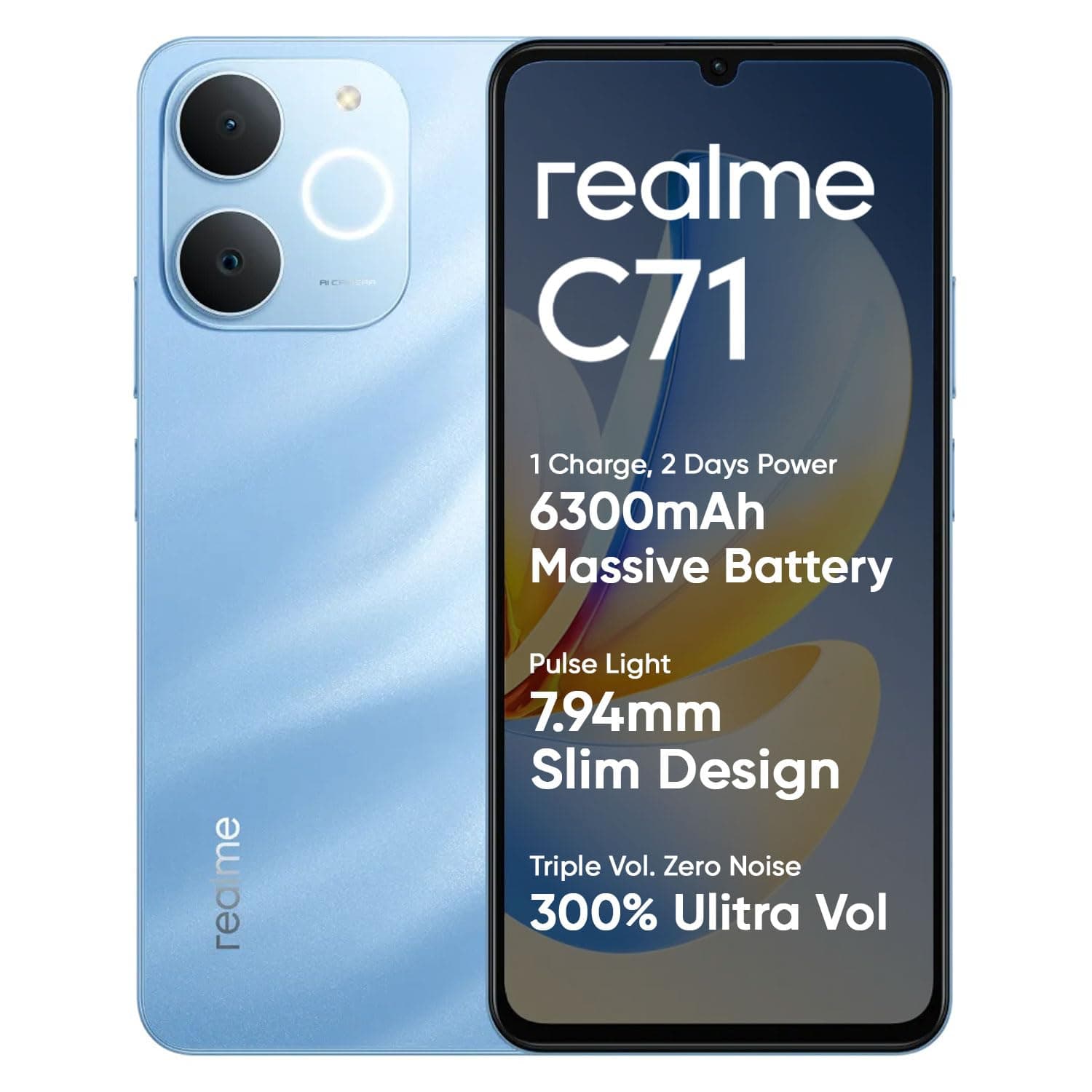 realme C71 4G Smartphone Sea Blue 4GB+64GB,6.745 inch Screen, 90Hz Eye Comfort Display, 6300mAh Battery, 37MP Cameras, Unisoc T7250 Chip, IP54
