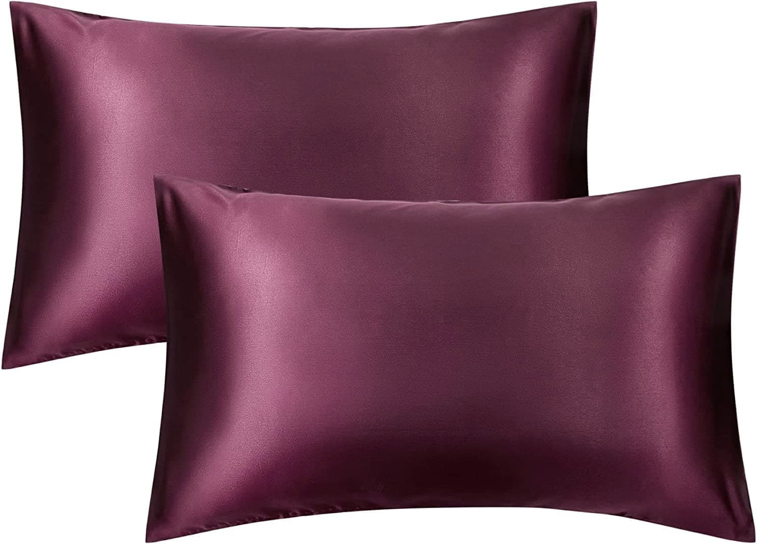 JUPON Standard Silk Pillow Cover Set of 2 - Violet Silk Pillow Cases for Hair and Skin 18X28 inches, Mulberry Silk with Envelope Closure