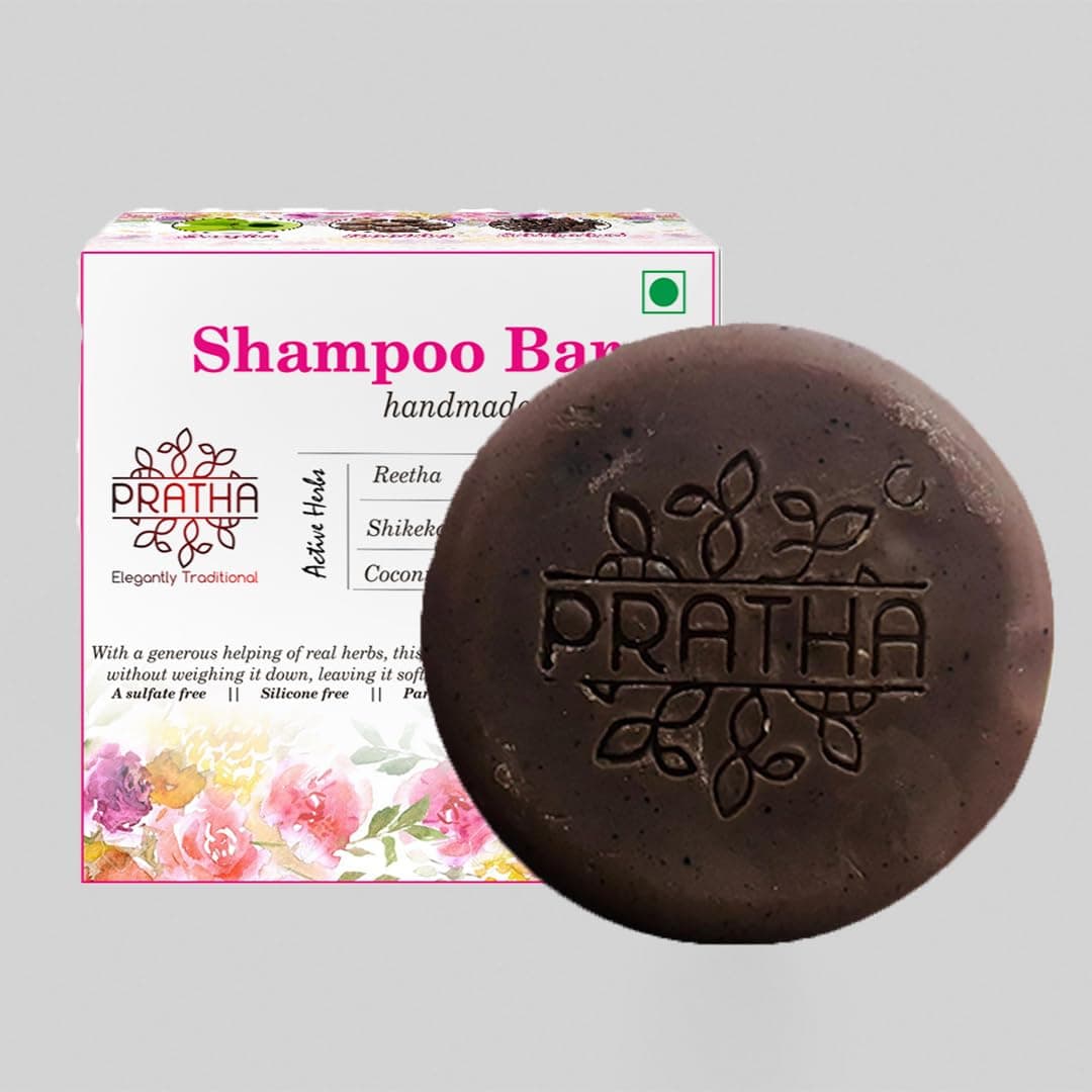 Pratha Natural Shampoo Bar - Shikakai, Amla & Hibiscus | Sulphate - Free | Hair Fall Control & Nourishing | 100gm