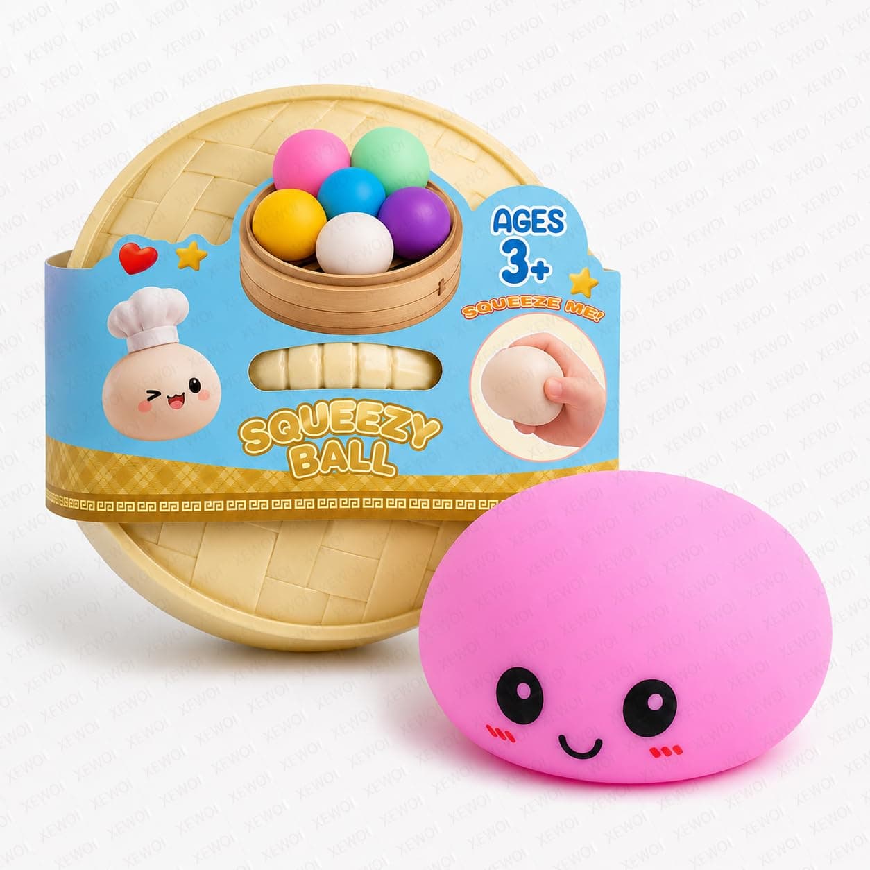 XEWOi 1pc Dumbling Squishy Toy, Butter Squishies Stress Ball, Taba Squishy Squeeze Toy for Kid & Adults, Sensory Fidget Toy for Anxiety Relief, Mochi Squishy Ball, Birthday Return Gifts for Kids