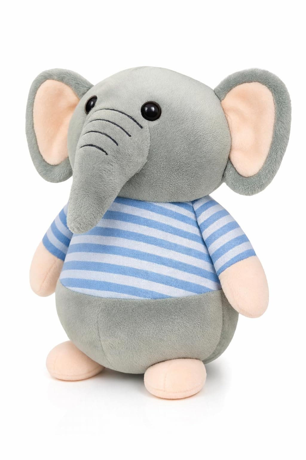 NSA Elephant Soft Toy for Kids – Cute Plush Stuffed Elephant with Striped Shirt | Huggable, Washable & Child-Safe Toy Gift for Boys & Girls, 30 cm (Blue)