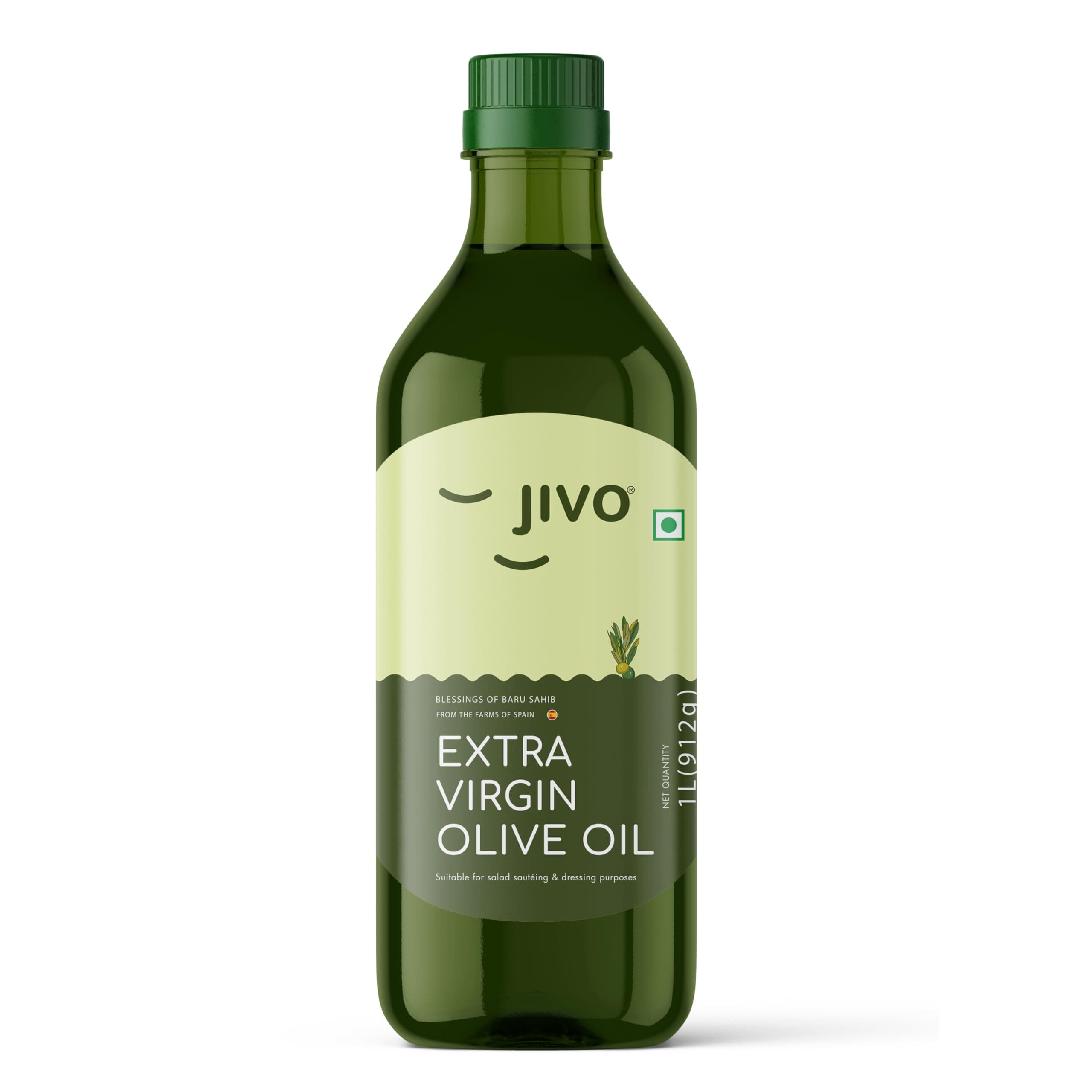 Jivo Extra Virgin Olive Oil 1 litre | Imported from Spain | Contains Vitamin E | Low in Saturated Fat | Natural Cooking Oil | Ideal for Dressings, Salad, and Soups, Dips & Marinades