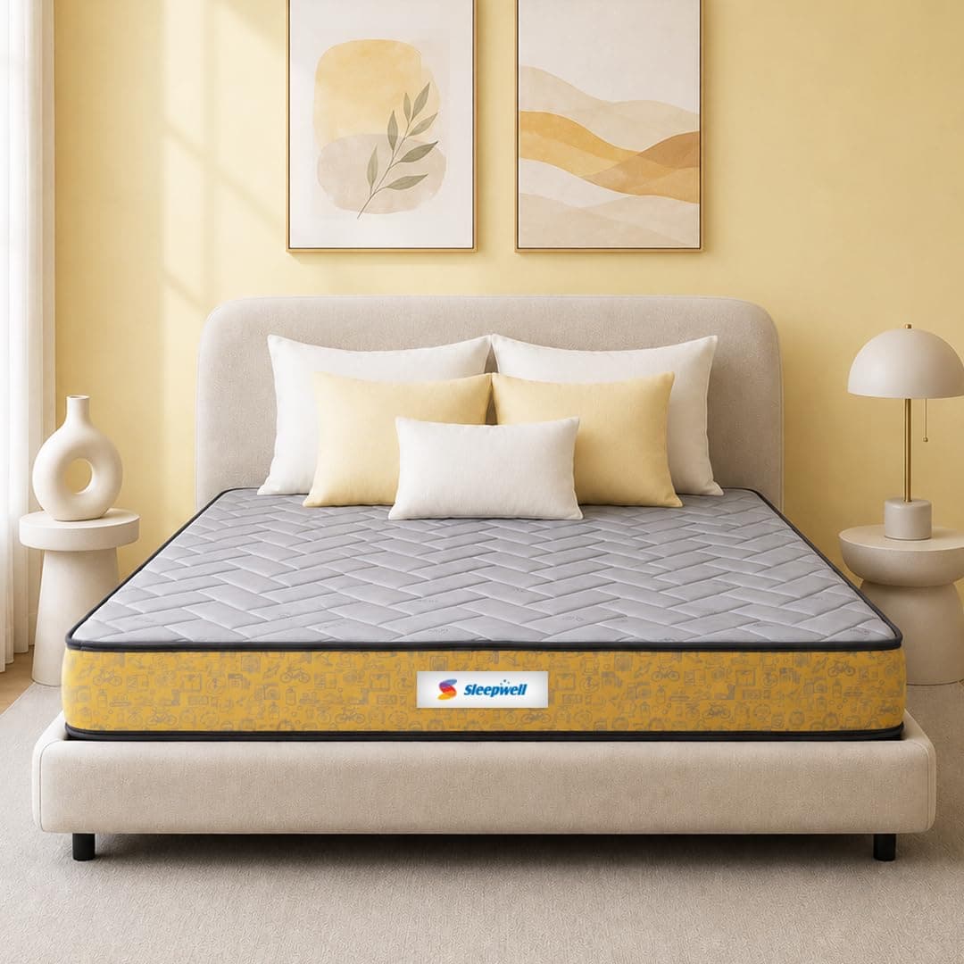 Sleepwell Ortho Pro Spring Mattress | Single Size 84x36x10 Inch | Pocket Spring Orthopedic Support | Zero Partner Disturbance | Neem Fresche Anti-Microbial | Cool Yarn Fabric | 10 Years Warranty