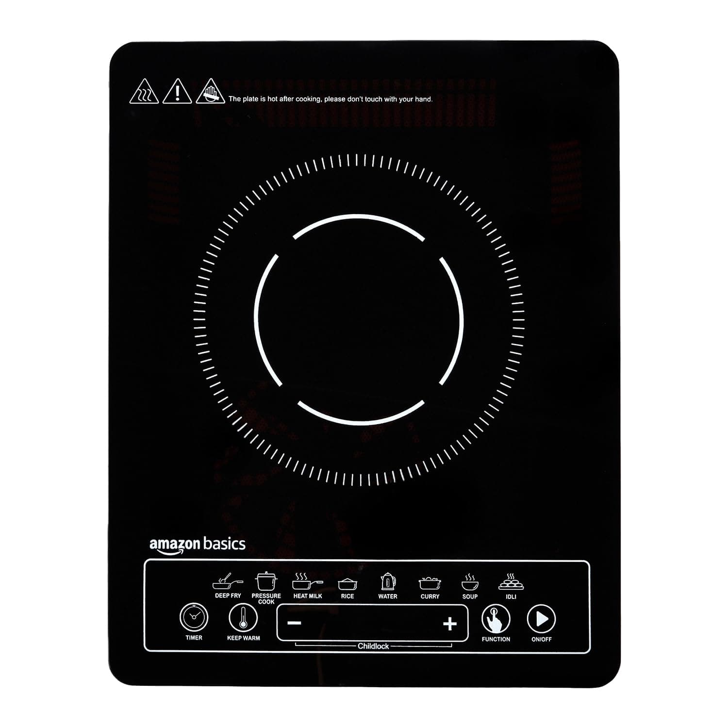 Amazon Basics 2200W Induction Cooktop | 8 Pre-Set Cooking Menus | LED Digital Display | Touch Panel I Energy Efficient, Auto Cut-off, 25A IGBT & 4KV Surge Protection I Smart Pan Sensor I Black
