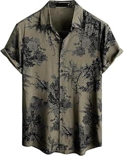 Mistigriz Men's Multi-Coloured Floral Printed Shirt for man | Half Sleeve Cotton Shirt for Men | Summer Shirts for Men