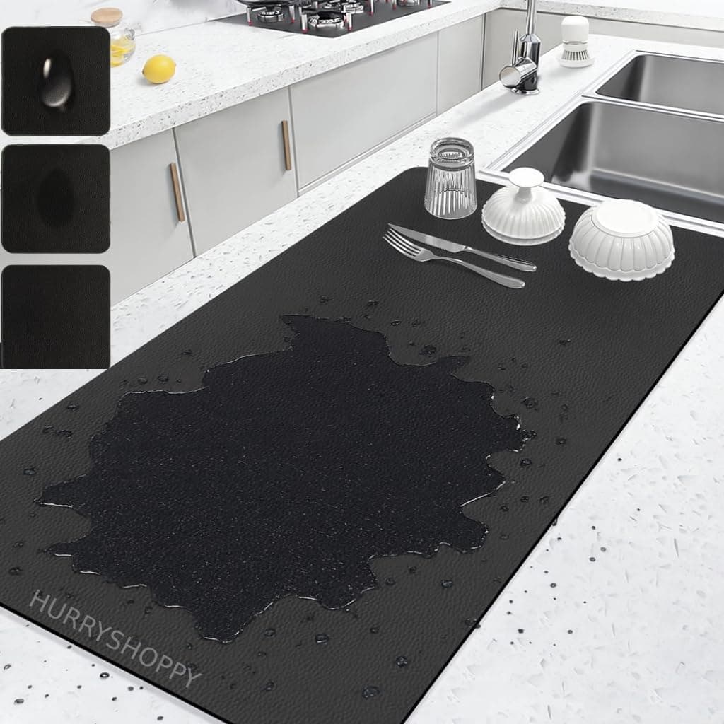 HURRYSHOPPY New 2026 Large Dish Drying Mat for Kitchen Counter Wet Utensils Water Absorbing Quick Drying Mat for Kitchen Sink 58x38 CM
