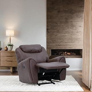 Royaloak Muar Malaysian Leatherette Single Seater Recliner with Rocker | High Backrest | Flared Armrest | Pocket Springs for Extra Comfort | Manual Recliner | Heavy Duty Metal Support