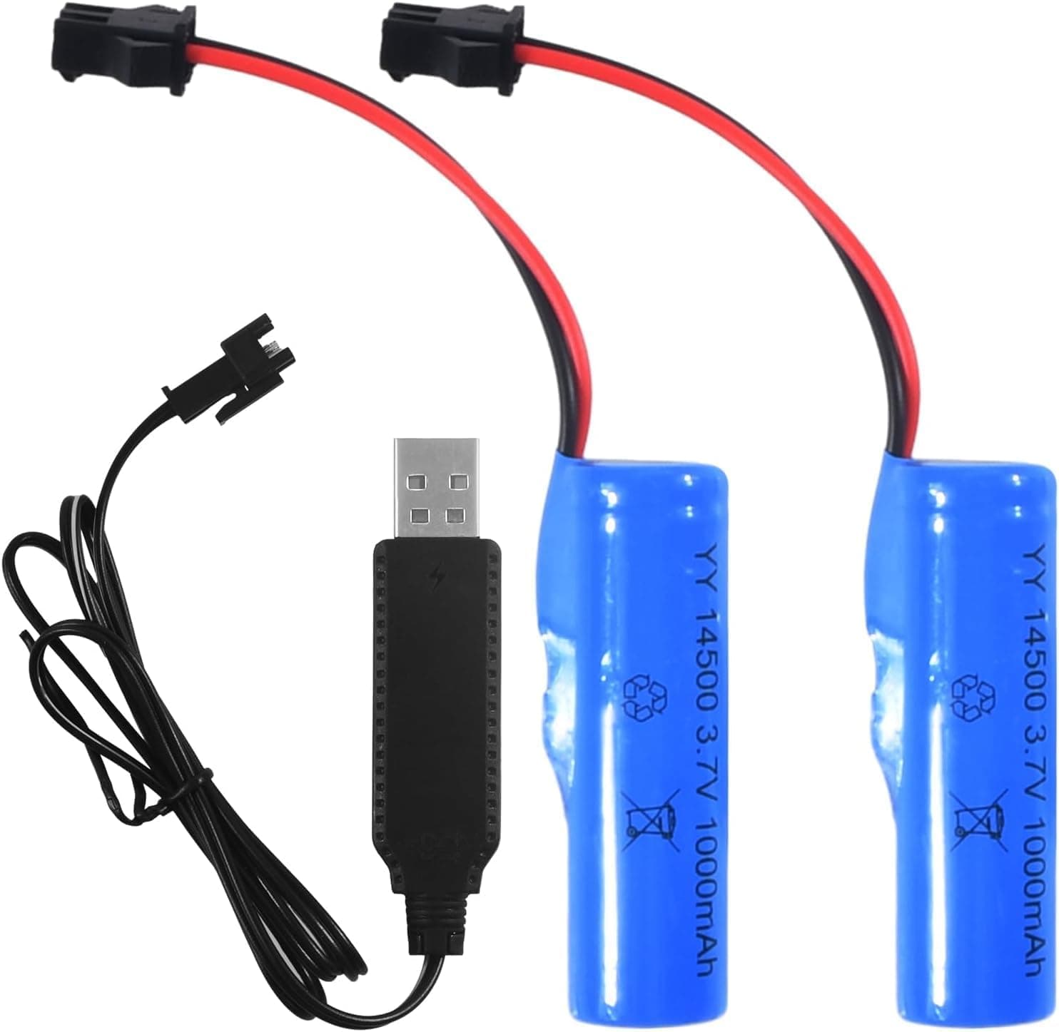 KP Original 3.7V 1000mAh Lipo Battery with USB Charging Cable RC Toy Car Battery SM-2P Plug for TB202 TB201 TM201 TM202 TC141 DE35 DE38 DE40 DE50 RC Cars, Trucks, Stunt Vehicles (2PCS Battery+1USB)