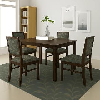 Sheesham Wood Dining Table |1 Year Warranty | 4 Seater Dining Set | Wooden Dining Table with Chairs | Colour - Walnut Finish with Grey Cushions -DIY(Do-It-Yourself)