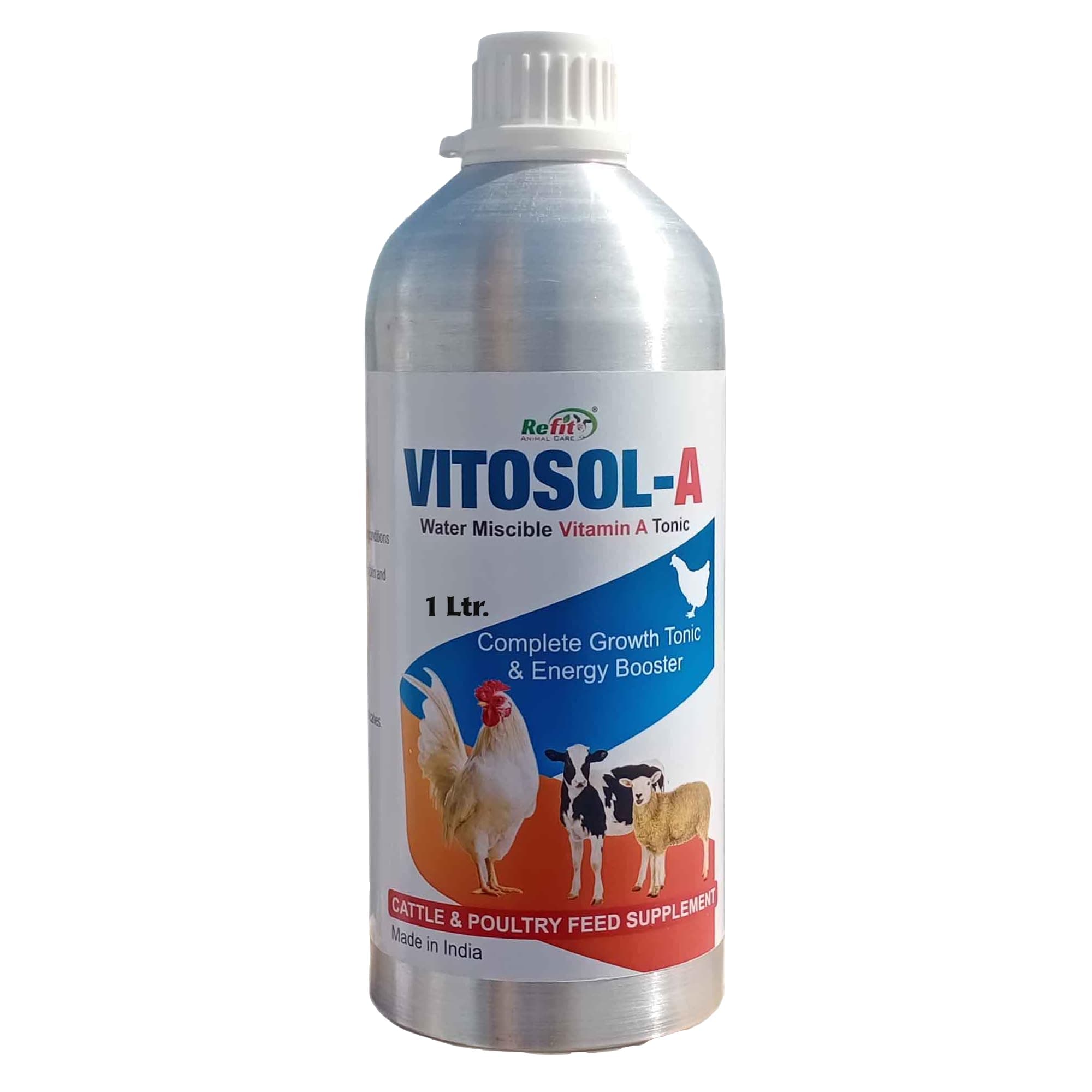 REFIT ANIMAL CARE Vitamin A Liquid Supplement for Poultry, Cattle, and Livestock, 1 LTR, Vitosol A