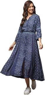 BIBA Women Knee-Length Liva A-Line Printed Dress