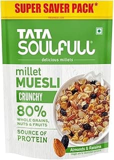 Tata Soulfull Crunchy Millet Muesli, 700 g, Contains Wholegrains Nuts & Fruits, Source of Protien, High Fibre, Contains Ragi & Jowar