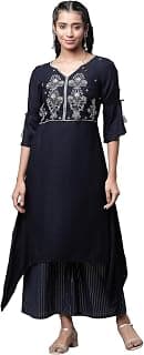 Aurelia Women Viscose Solid Asymmetric Kurta Set