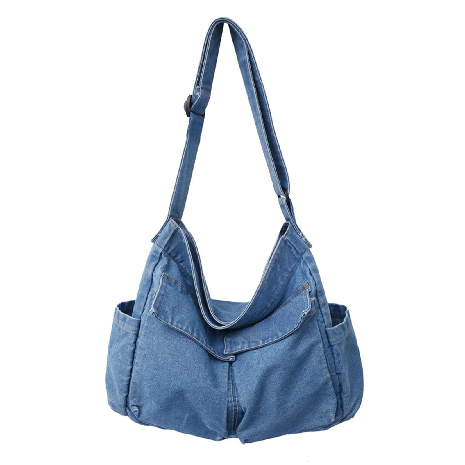 Denim Shoulder Bag Canvas Messenger Bag for Women Men Tote Bag Casual Retro Aesthetic Crossbody Bag Handbag