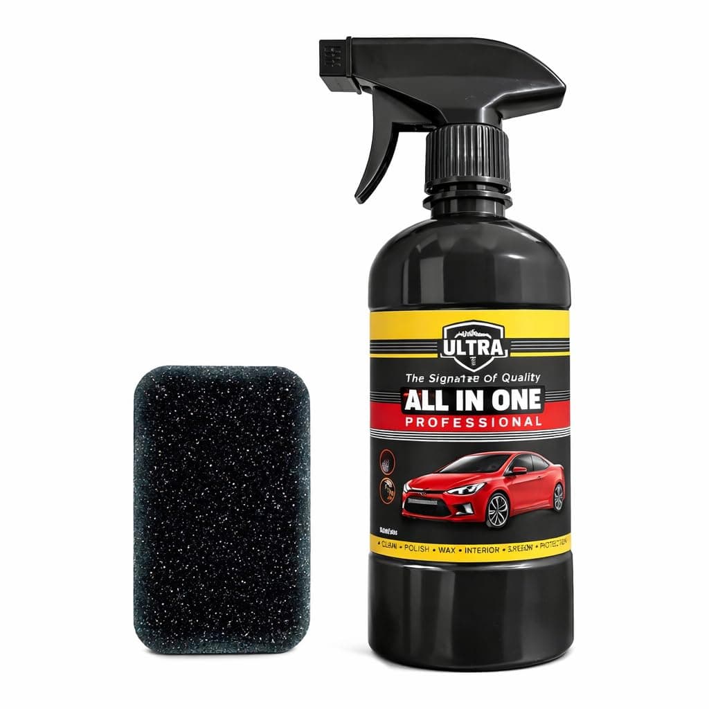 Ultra 1 All In One Professional Car Polish Spray 250ml with Applicator Sponge | High Gloss Shine, | Multipurpose Car Body Polish
