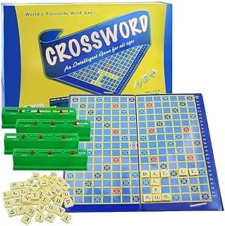 Crossword Board Game, Classic Word Building Set with Letter Tiles and Holders, Educational Family Game for All Ages