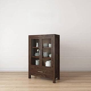 The Attic Hepburn Kitchen Cabinet Multipurpose Cabinet for Bedroom Living Room Study bar, Solid Wood Bookshelf/Kitchen Cabinet, Walnut Matte Finish