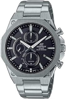 Casio EDifice EFS-S570D-1AUDF Black Analog Dial Silver Stainless Steel Band Men's Watch Slim Case Sapphire Glass EX527