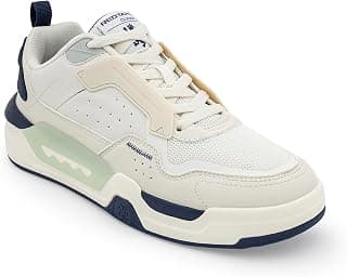 Red Tape Men's Sneakers White Blue Pu Mesh TPU Round Toe Lace-Up