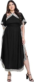 DEEBACO Women's Plus Size Solid Rayon Slit Ankle Length A-Line Dress|Sleeveless|Halter Neck|Casual Trending Stylish Long One Piece Dresses Women Western