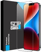 SupCares Tempered Glass for iPhone 13, 13 Pro, 14, iPhone 16e and iPhone 17e (6.1 Inch) With Installation Kit | 9H Edge to Edge Screen Protector | Black
