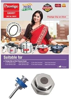 REPLACEMENT PRESSURE COOKER GASKET OF 3/3.5/5 L FOR PRESTIGE CLIP ON - 22 CM + REPLACEMENT PRESSURE COOKER SAFETY VALVE SUITABLE FOR PRESTIGE CLIP ON COOKERS (COMBO)