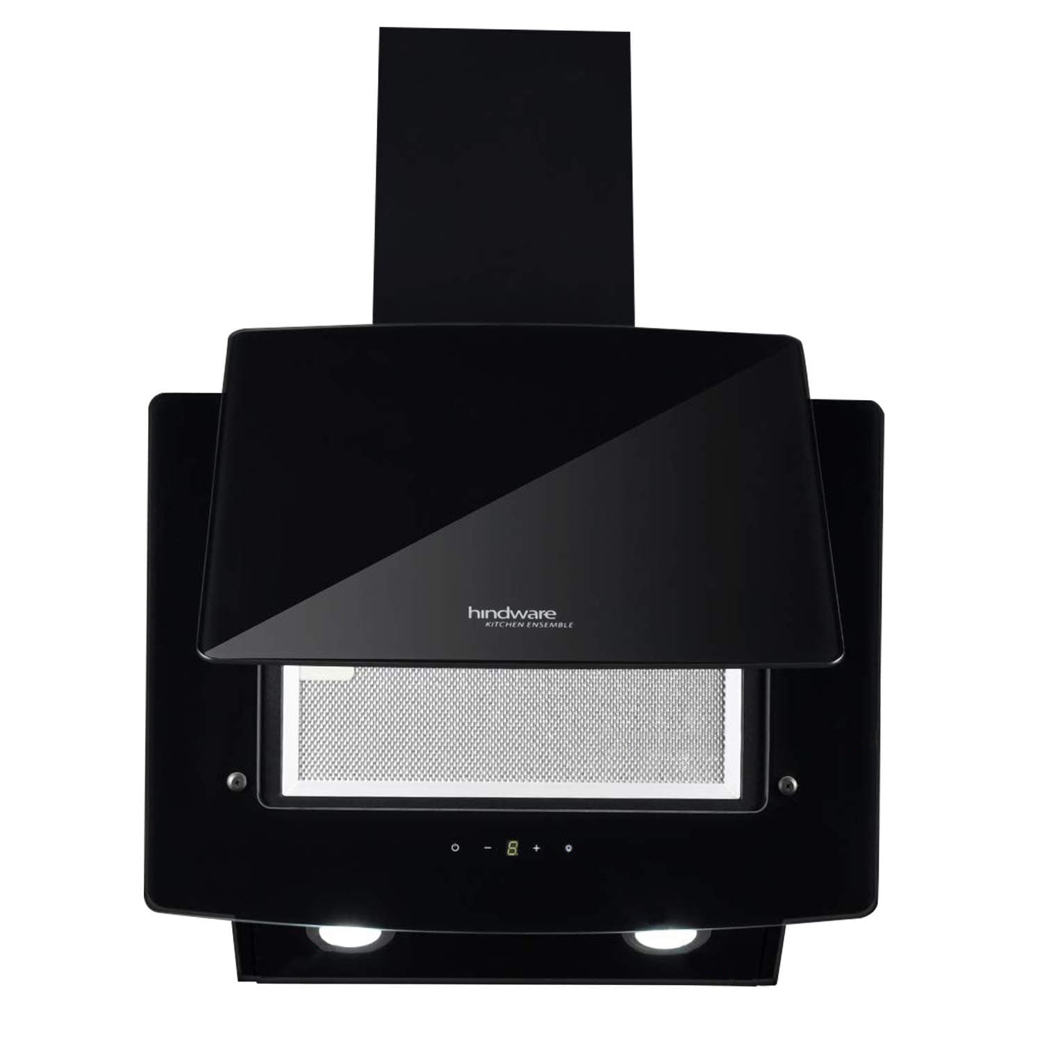 Hindware Smart Appliances Kyra 60cm 1000 m3/hr Low Noise Angular Designer Kitchen Chimney With Cassette Filter, Touch Control, Dual LED Lamps and Touch Control (Black)