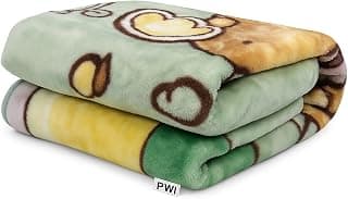 PWI Newborn Cloudy Baby's All Season Ultra Soft Double Layer Blanket/Wrapper for Baby(90x110cm) (Green) 0-3 Years