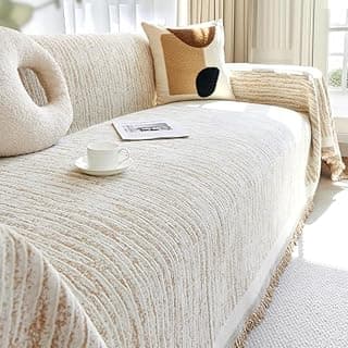 Homero Sofa Cover 3 Seater Reversible Chenille Sofa Throw Blanket for Sofa with Anti Slip Design, Soft Touch Furniture Protector for Living Room Sofa Set