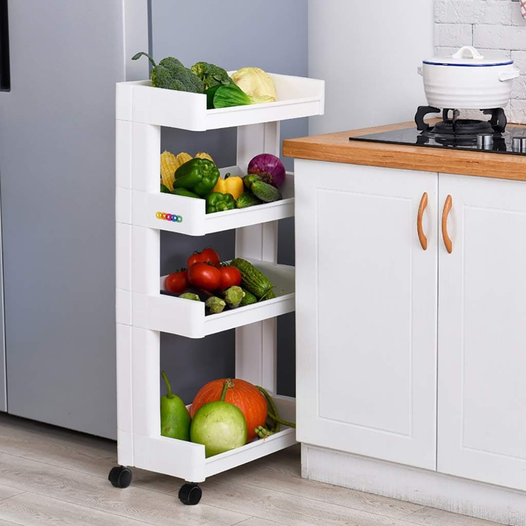 Livzing 4-Tier Space Saving Storage Rack Organizer Multipurpose Kitchen Bathroom Shelf with Wheels
