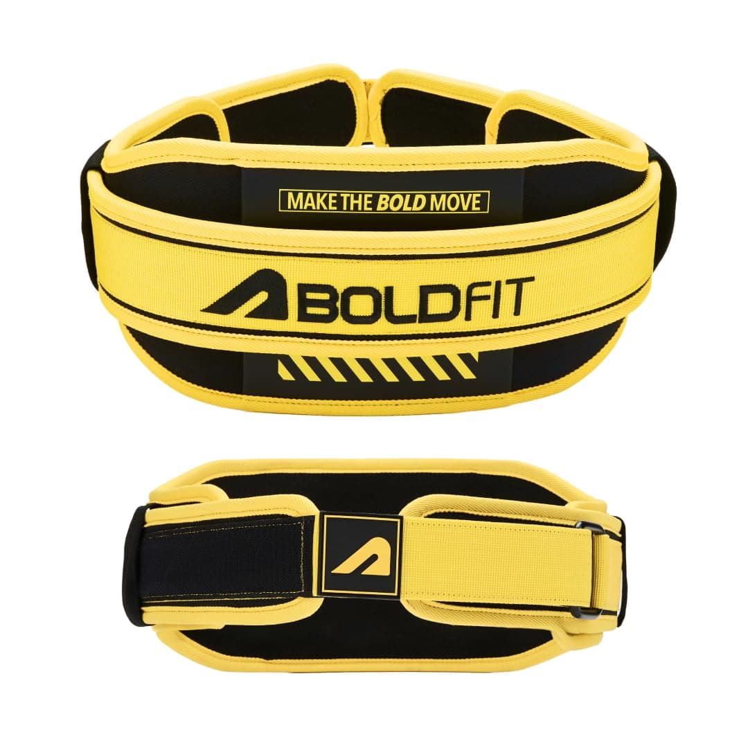 Boldfit Weight Lifting Belt for Men Gym, Powerlifting Deadlift Support, Leather Workout Back Support Accessory for Women, Strength Training Weightlifting Belts for Fitness Exercise - EVA Core M