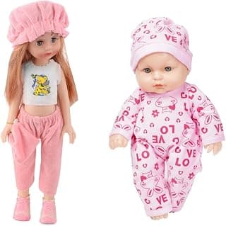 EL FIGO Combo of Soft Body Toy for Kids & Doll Set for Girls (Rotatable Legs Arms with Removable Clothes) 2 pcs Set