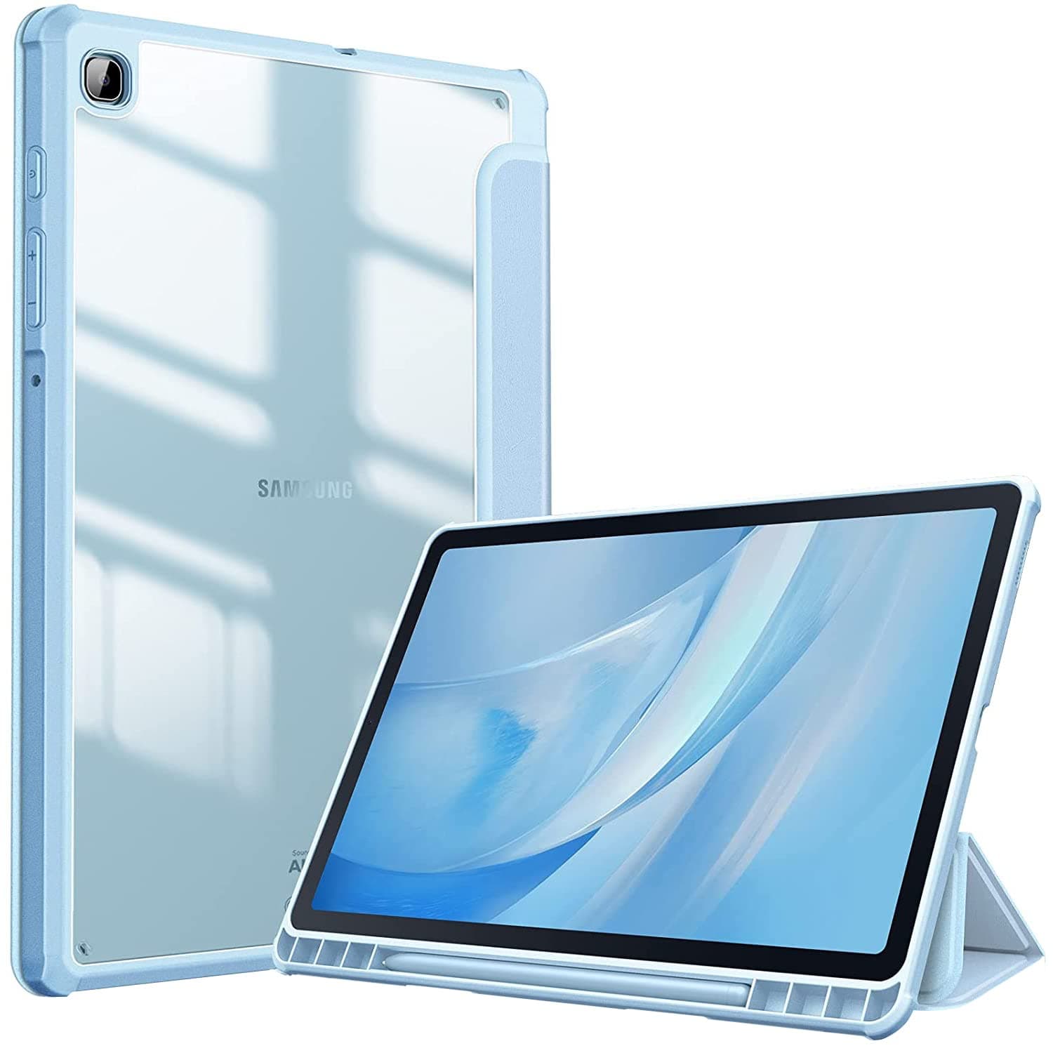 SwooK TPU Hybrid Slim Case for Samsung Galaxy Tab S6 Lite 10.4'SM-P610 SM-P615 with S Pen Holder, Shockproof Cover with Clear Back Shell, Auto Wake/Sleep (S6 lite 10.4 inch, Aqua Blue)