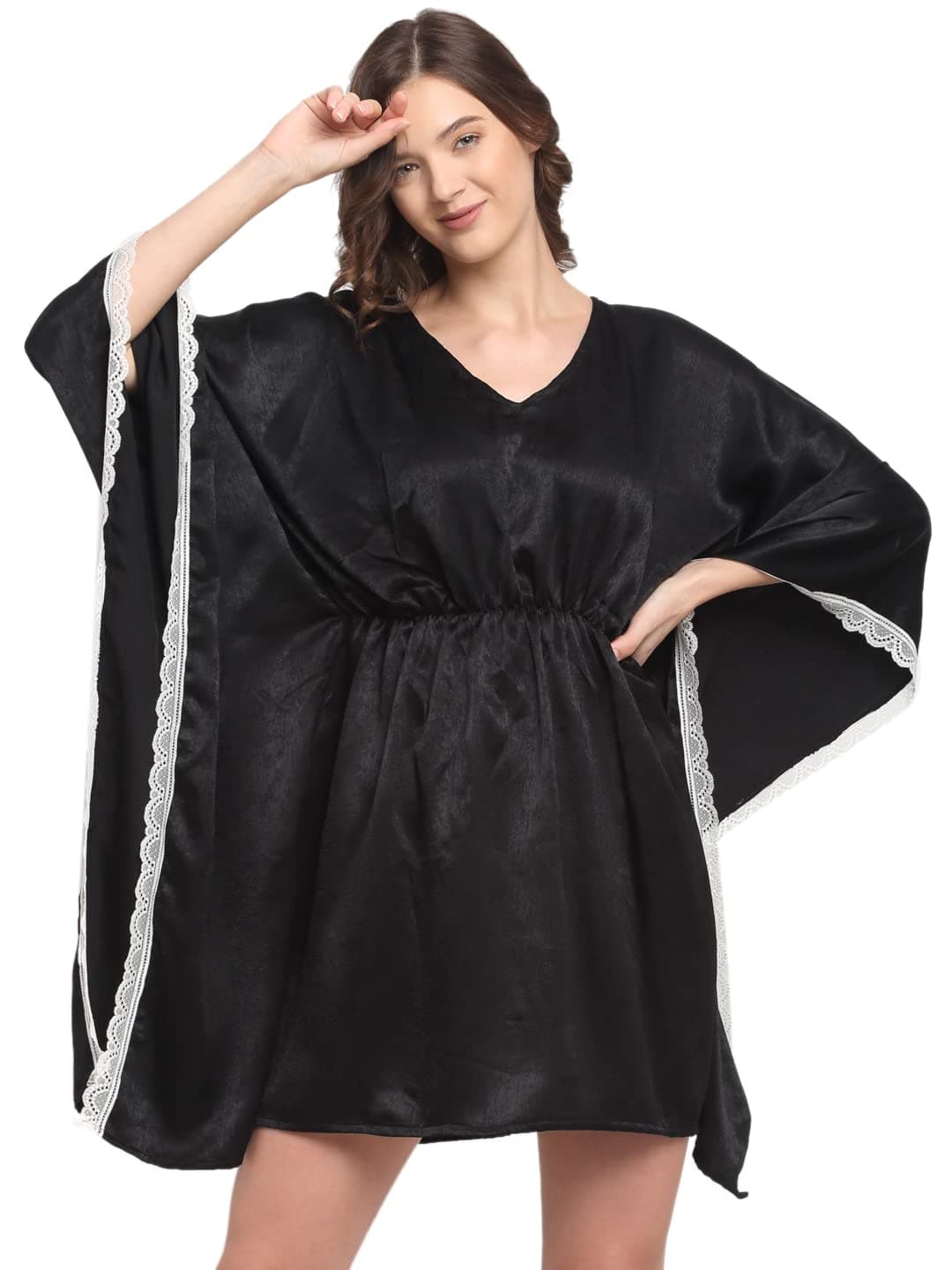 EROTISSCH Women's Designer Tie & Dye Kaftan Nightdress with Adjustable Drawstring Waist, Relaxed Fit Lightweight Sleepwear & Loungewear for Comfortable Nights & Stylish Home Relaxation