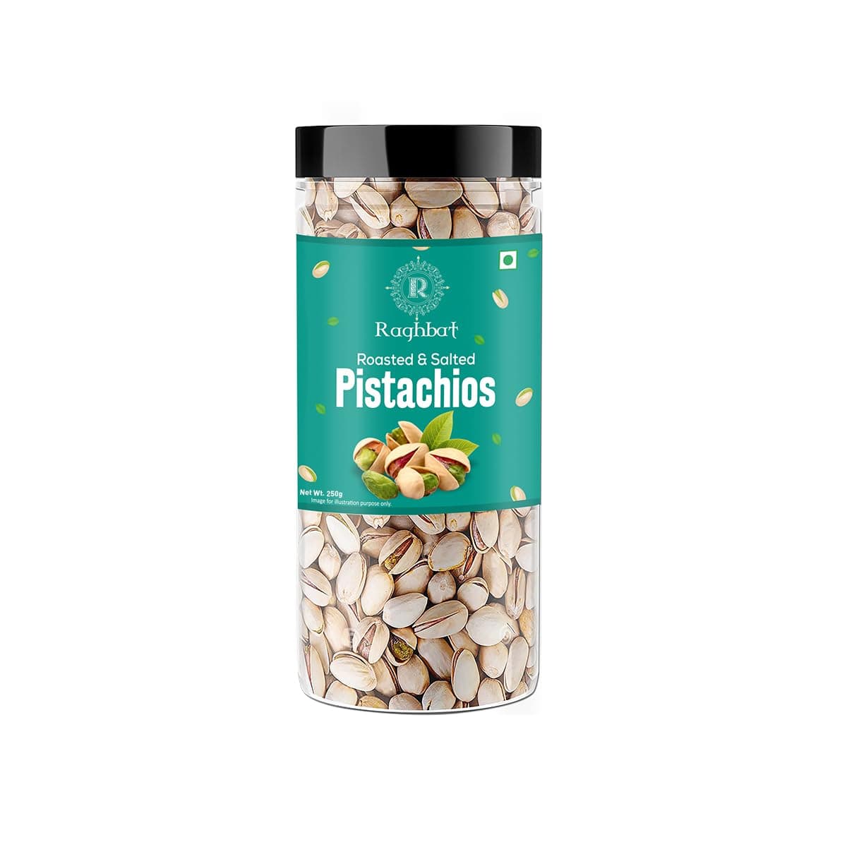 Raghbat Pistachios Roasted & Salted, Pista, 250g, Rich In Protein, Phosphorus, & Dietary Fibre, Premium Nuts & Dry Fruits, Crunchy & Delicious Healthy Snack