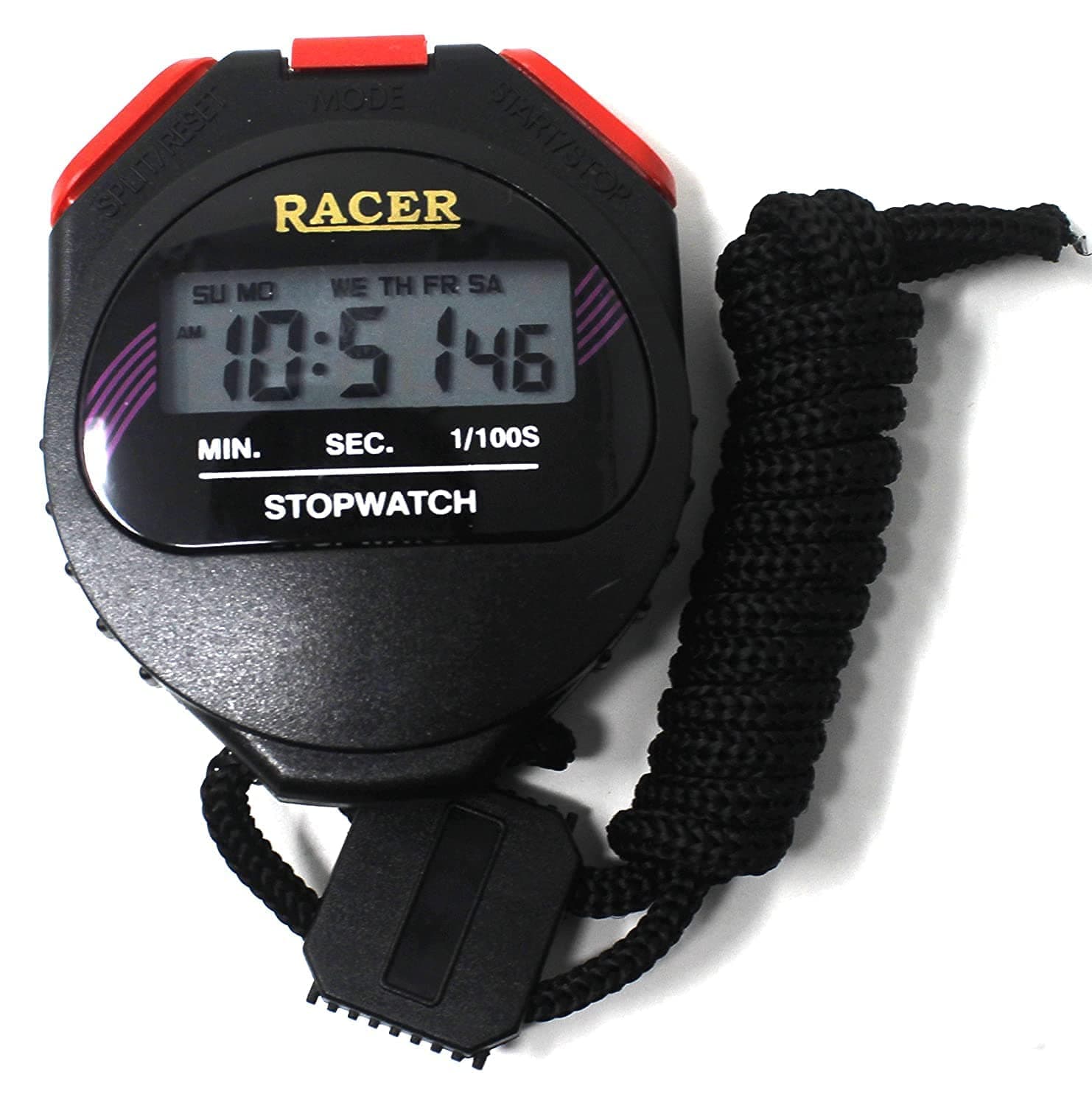 KARDIFF Racer Stopwatch with Alarm Handheld LCD Digital Professional Timer Sports Stop Watch with Plastic Box Black