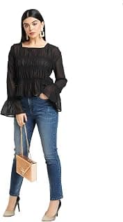 Kazo Full Sleeve Smocked Top Black