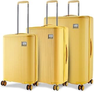 Urban Jungle by Safari, The Lumolite Light Weight Set of 3 Trolleys|Cabin, Medium & Large(40L+74L+113L) Capacity Hard Sided Polycarbonate Suitcase, TSA Lock, 8 Silent Wheels (Yellow)