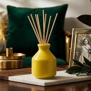 Pure Source India Elegant Ceramic Reed Diffuser Pot – Decorative Aroma Diffuser Vase for Living Rooms, bedrooms, bathrooms, Offices, and entryways