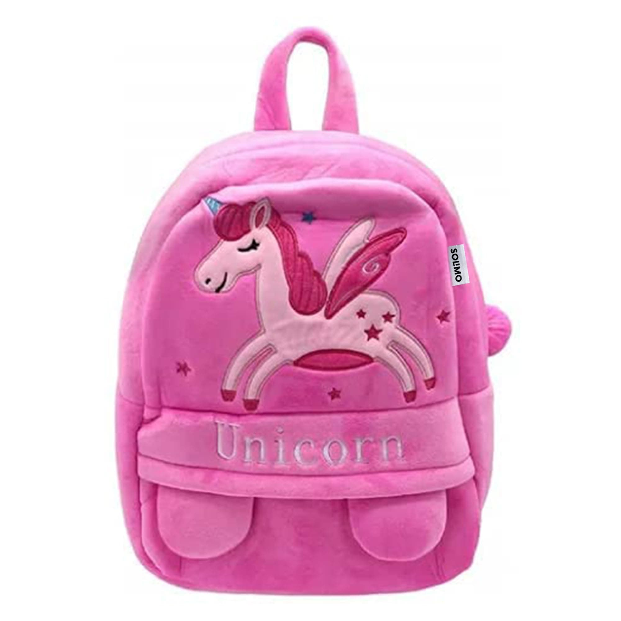 Amazon Brand - Solimo Velvet Toddler Backpack For Girls And Boys 2-6, Preschool Kindergarten Backpack, Cute Kids Backpacks, P0-W262-Mric Backpacks For Kids (10L_Multi Colour)
