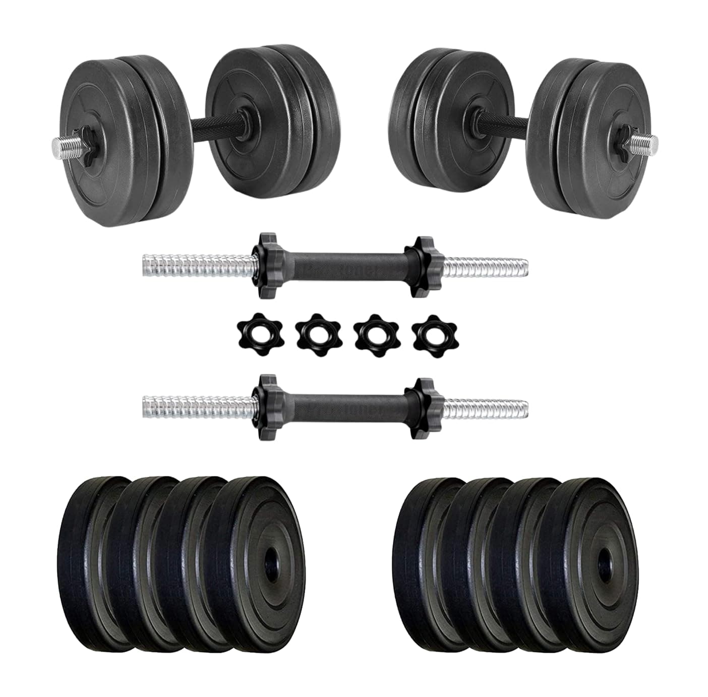 Protoner 16 Kg PVC Dumbells Sets, PVC Plates + Dumbells Rods