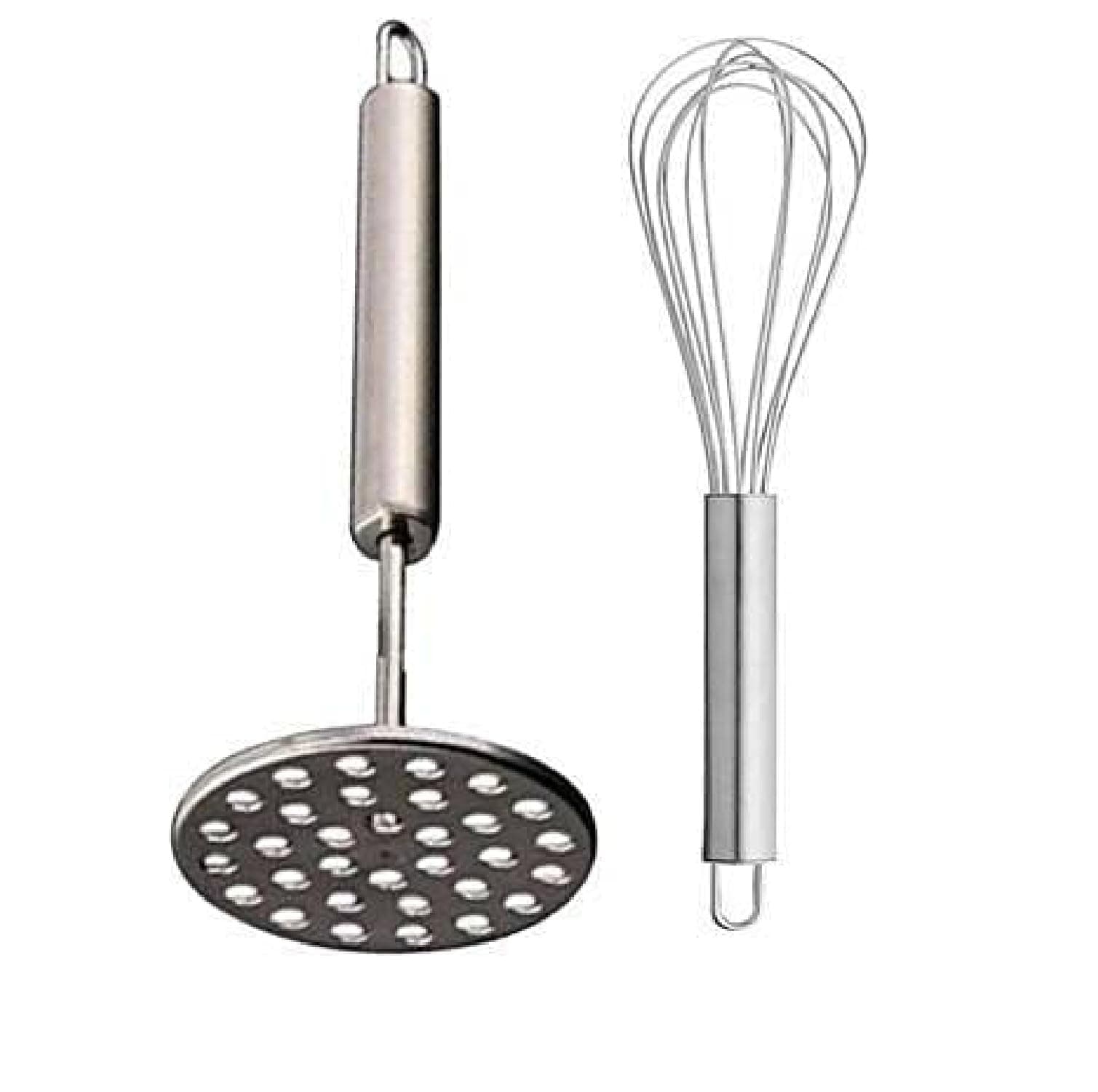 Stainless Steel Potato mashers Whisker, Hand Tool Stainless Steel Mini Kitchen Whisk with Pav Bhaji Masher Best Kitchen Tool Combo for Your Home (Whisk 25CM and Masher 20CM)